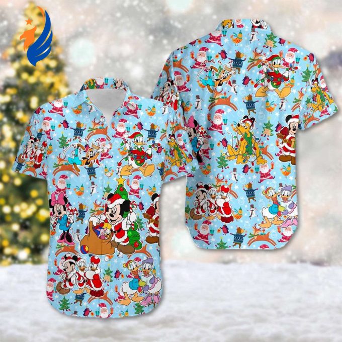 Festive Santa Mickey Mouse Hawaiian Shirt – Perfect Mickey and Friends Xmas Gift Magic Kingdom Tee