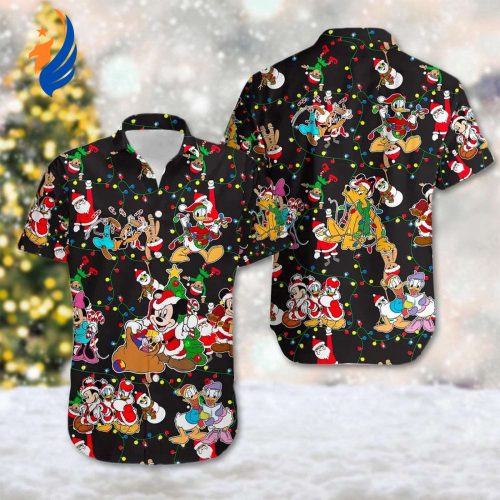 Christmas Hawaiian Shirt: Santa Mickey & Friends Magic Kingdom Tee – Perfect Xmas Party Gift!