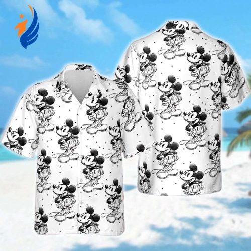 Mickey Mouse Hawaiian Shirt: Fun Cartoon Character Button Up for Summer Vacation Ideal Family Trip Gift