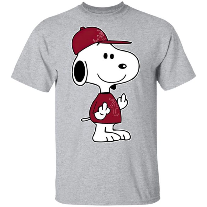 Snoopy Alabama Crimson Tide NCAA Double Middle Fingers Shirt: Boldly Show Your Support with Attitude!