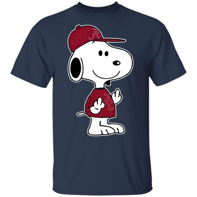 Snoopy Alabama Crimson Tide NCAA Double Middle Fingers Shirt: Boldly Show Your Support with Attitude!