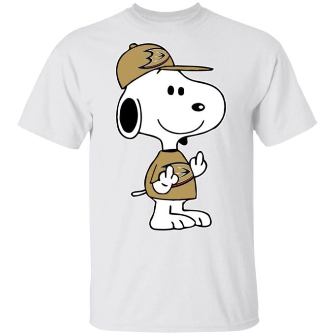 Snoopy Anaheim Ducks NHL Double Middle Fingers Fck You Shirt – Boldly Express Your Team Loyalty with this Unique NHL Merchandise