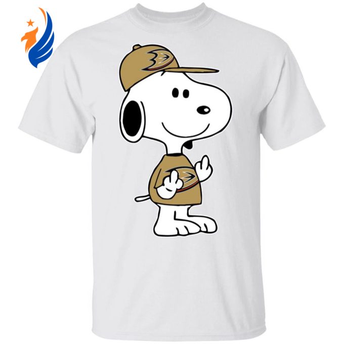 Snoopy Anaheim Ducks NHL Double Middle Fingers Fck You Shirt – Boldly Express Your Team Loyalty with this Unique NHL Merchandise