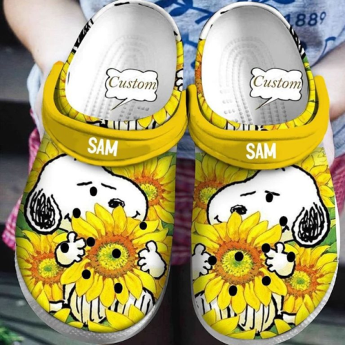 Snoopy And Colorful Sunflowers Unisex Lightweight Clogs For Kids And Adults Snoopy And Colorful Sunflowers Unisex Lightweight Clogs For Kids And Adults