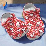 Snoopy And Tiny Heart Patterns Red Clogs For Kids And Adults Snoopy And Tiny Heart Patterns Red Clogs For Kids And Adults