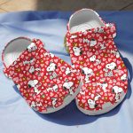 Snoopy And Tiny Heart Patterns Red Clogs For Kids And Adults Snoopy And Tiny Heart Patterns Red Clogs For Kids And Adults