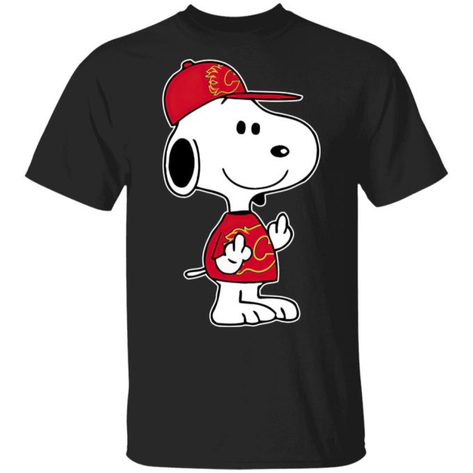 Snoopy Calgary Flames NHL Double Middle Fingers Shirt – Show Your Passion with Fck You Attitude!