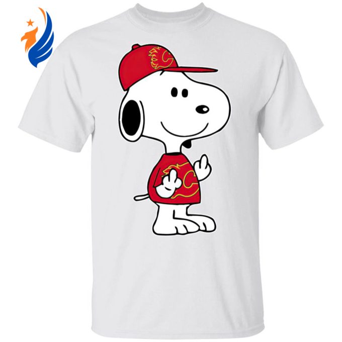 Snoopy Calgary Flames NHL Double Middle Fingers Shirt – Show Your Passion with Fck You Attitude!