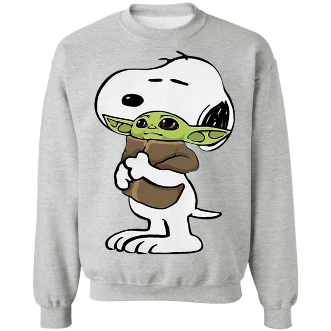 Snoopy Hug Baby Yoda Shirt: Long Sleeve Hoodie – Cozy and Cute Star Wars Inspired Apparel