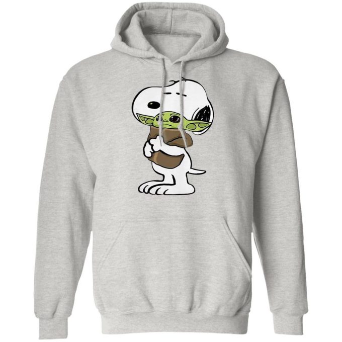 Snoopy Hug Baby Yoda Shirt: Long Sleeve Hoodie – Cozy and Cute Star Wars Inspired Apparel