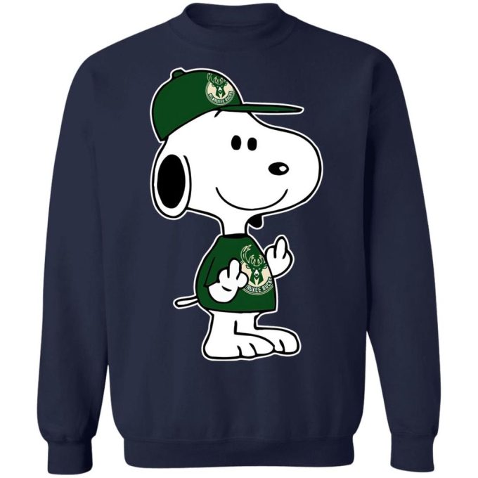 Snoopy Milwaukee Bucks NBA Double Middle Fingers Shirt – Unique & Bold Fan Gear!