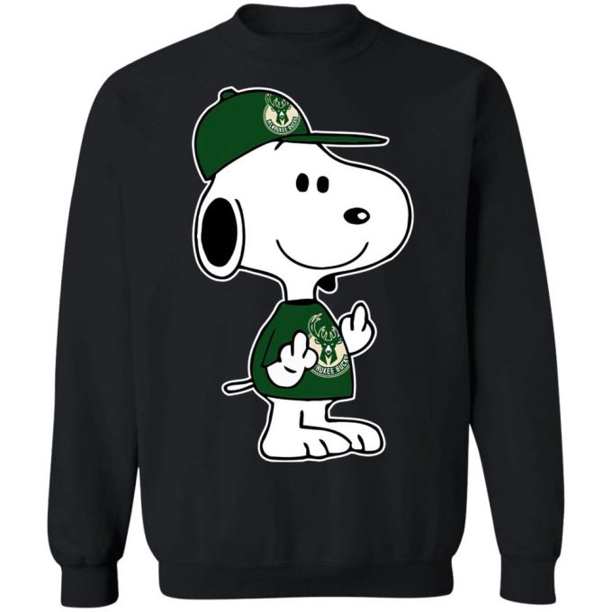 Snoopy Milwaukee Bucks NBA Double Middle Fingers Shirt – Unique & Bold Fan Gear!