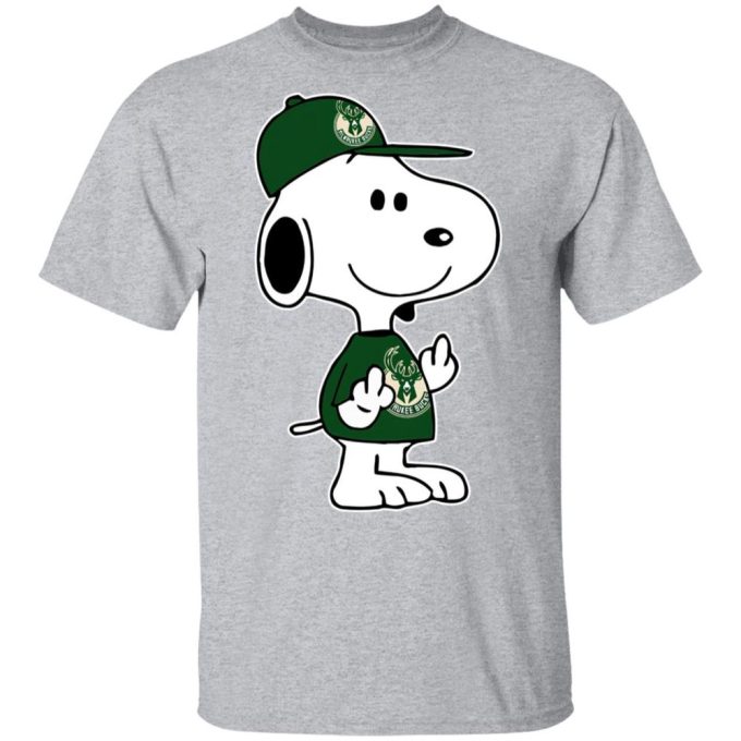 Snoopy Milwaukee Bucks NBA Double Middle Fingers Shirt – Unique & Bold Fan Gear!