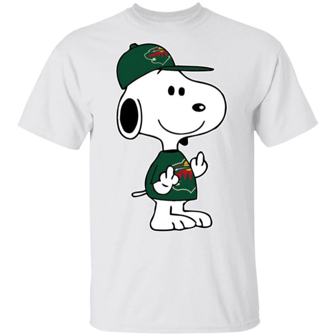 Snoopy Minnesota Wild NHL Double Middle Fingers Fck You Shirt: Show Your Team Spirit with this Bold and Edgy NHL Fan Gear!