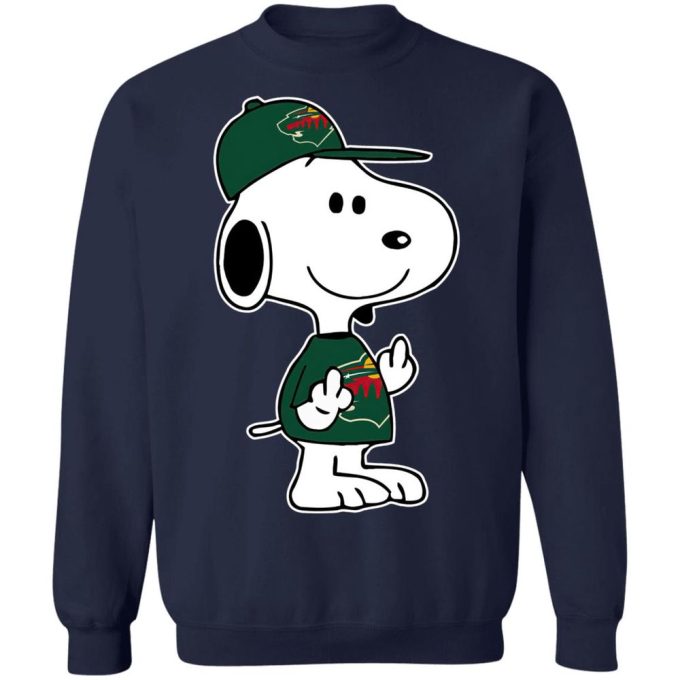 Snoopy Minnesota Wild NHL Double Middle Fingers Fck You Shirt: Show Your Team Spirit with this Bold and Edgy NHL Fan Gear!