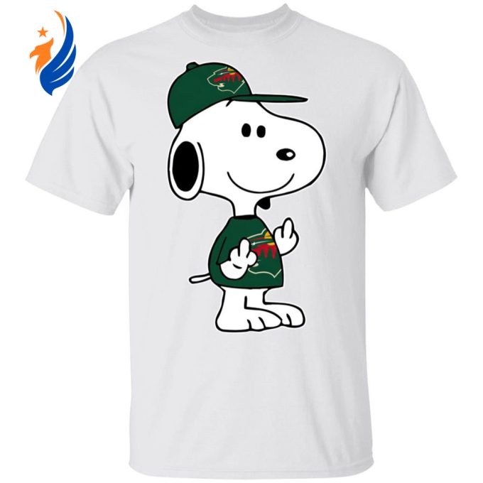 Snoopy Minnesota Wild NHL Double Middle Fingers Fck You Shirt: Show Your Team Spirit with this Bold and Edgy NHL Fan Gear!