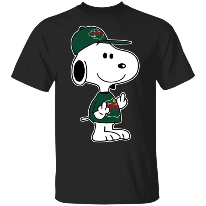 Snoopy Minnesota Wild NHL Double Middle Fingers Fck You Shirt: Show Your Team Spirit with this Bold and Edgy NHL Fan Gear!