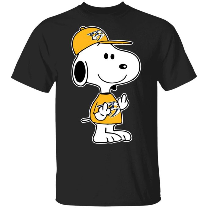 Snoopy Nashville Predators NHL Double Middle Fingers Shirt: Boldly Show Your Support with this Fck You Apparel