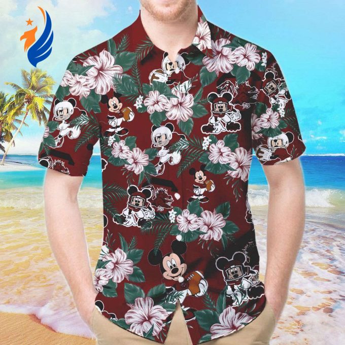 Gamecocks & Mickey Mouse Hawaiian Shirt #2 – South Carolina Fan Gear with a Magical Twist!