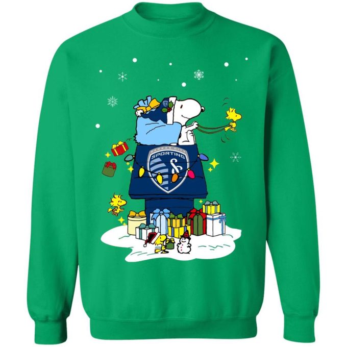 Get Festive with Sporting Kansas City Santa Snoopy Christmas Shirt – Spread Holiday Cheer!