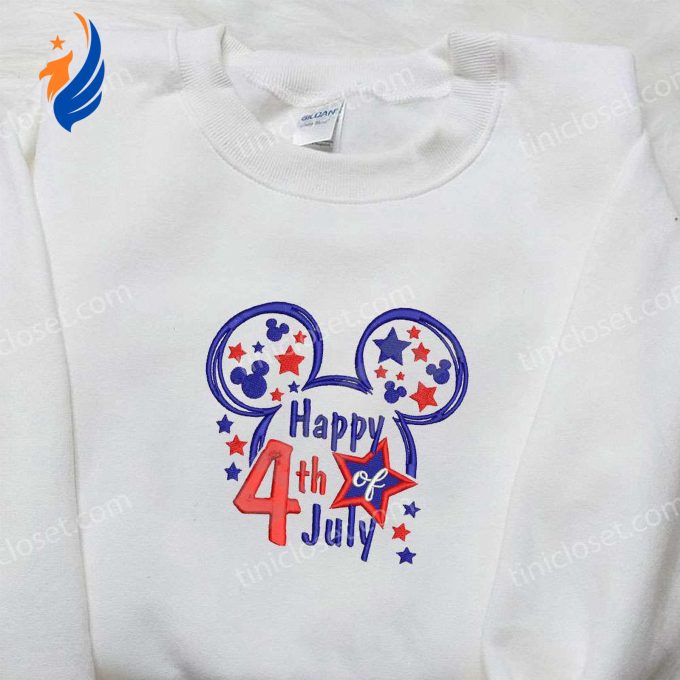 Star Mickey Mouse Happy 4th July Embroidered Shirt – Disney Patriotic Shirts for an Unforgettable Celebration!