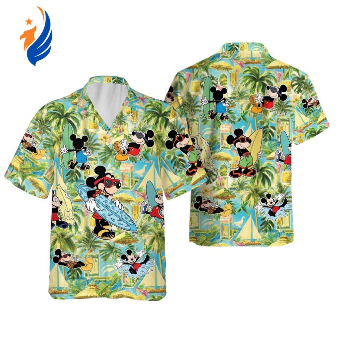 Surfing Disney Mickey Hawaii Shirt: Ride the Waves with Mickey Beach in Short Sleeve Style!