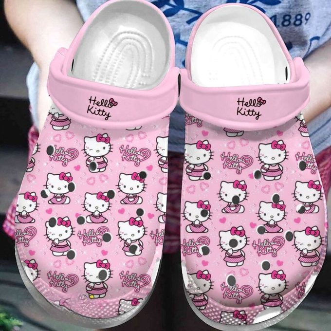 Sweet Hello Kitty Pattern Cartoon Clogs For Kids And Adults