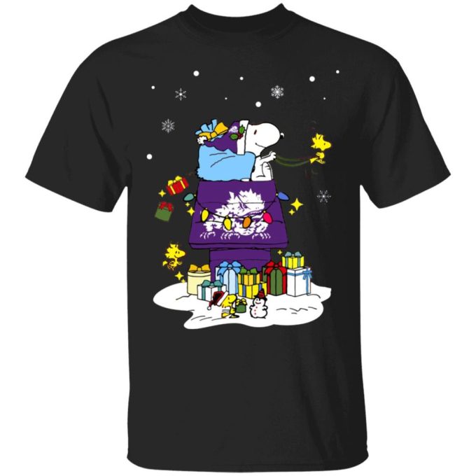 Spread Christmas Cheer with TCU Horned Frogs Santa Snoopy Shirt