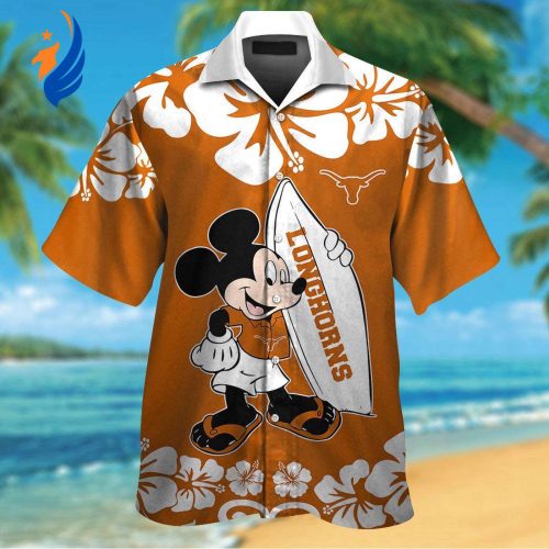 Texas Longhorns & Mickey Mouse Hawaiian Shirt #3 – Fun and Stylish Blend of Sports and Disney Magic!