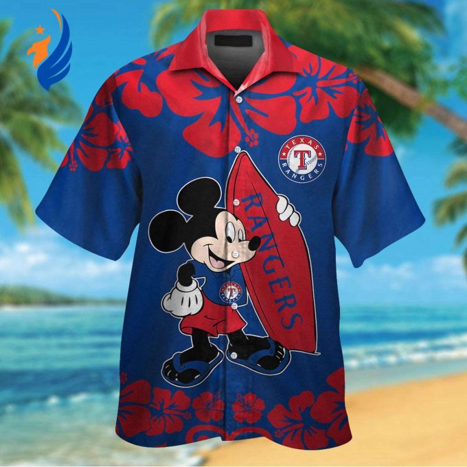 Texas Rangers & Mickey Mouse Hawaiian Shirt: Vibrant MLB Disney Collaboration for Fan-Favorite Style!