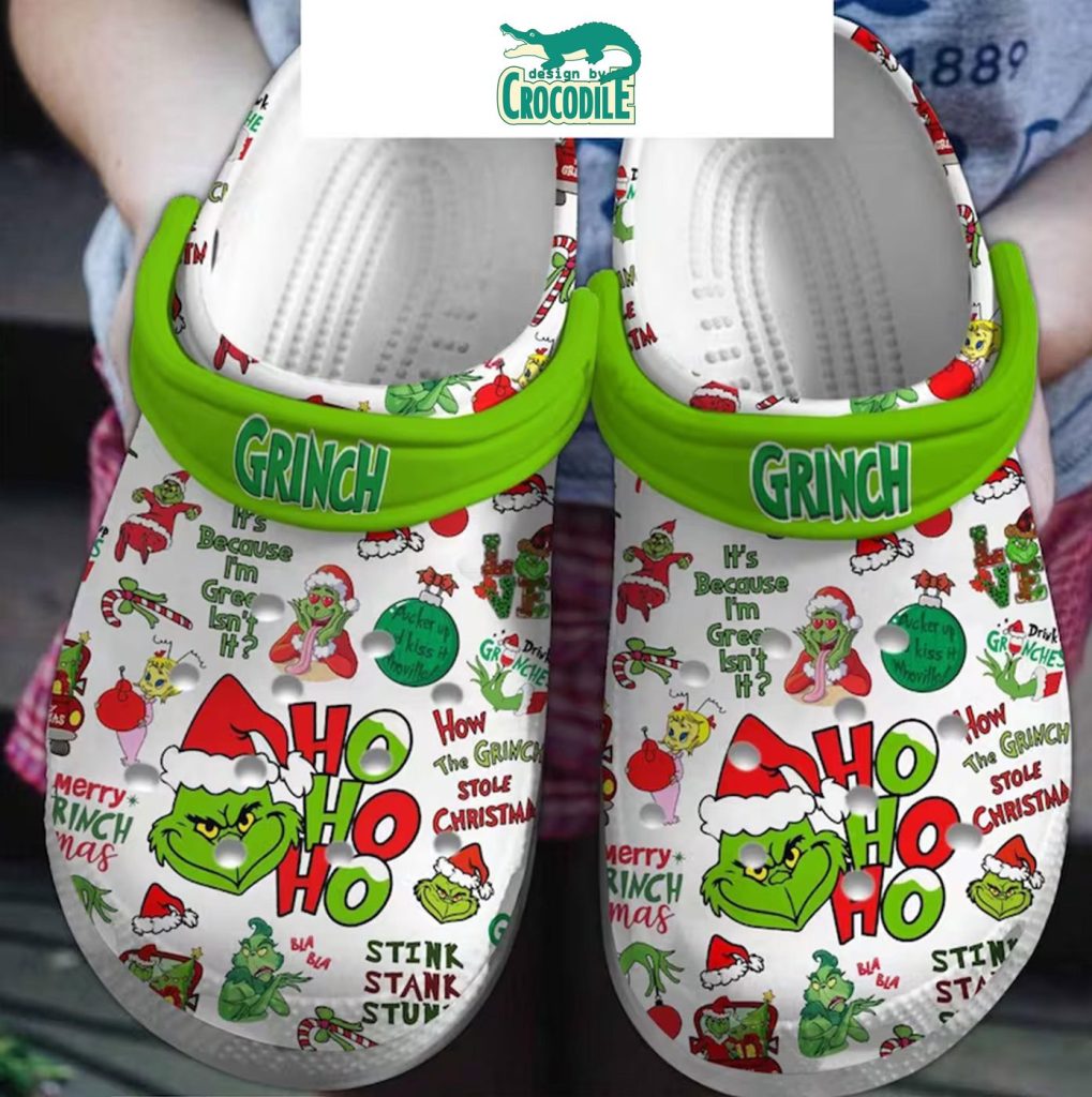 The Grinch Classic White Unisex Christmas Clogs The Grinch Classic White Unisex Christmas Clogs