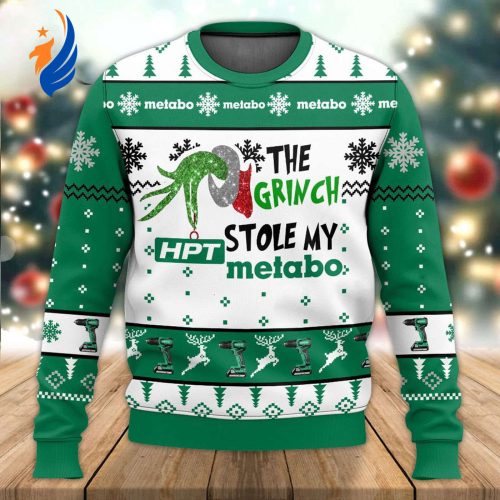 Get Festive with the Grinches Stole My Metabo HPT Ugly Sweater - Perfect Holiday Attire!