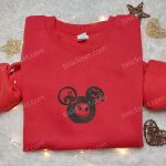 Spooky Nightmare Before Christmas Jack Sally Skeleton x Mickey Embroidered Shirt: Perfect Disney Halloween Gift for Family Spooky Nightmare Before Christmas Jack Sally Skeleton x Mickey Embroidered Shirt: Perfect Disney Halloween Gift for Family