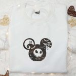 Nightmare Before Christmas Jack Sally Skeleton x Mickey Embroidered Shirt: Disney Halloween Gift for Family Nightmare Before Christmas Jack Sally Skeleton x Mickey Embroidered Shirt: Disney Halloween Gift for Family