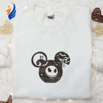 Spooky Nightmare Before Christmas Jack Sally Skeleton x Mickey Embroidered Shirt: Perfect Disney Halloween Gift for Family Spooky Nightmare Before Christmas Jack Sally Skeleton x Mickey Embroidered Shirt: Perfect Disney Halloween Gift for Family