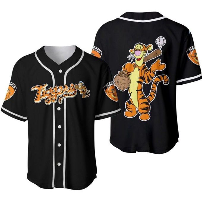 Tigger Winnie Pooh Orange Black Cute Disney Unisex Cartoon Graphic Baseball Jersey – Perfect Gift for Men & Dad