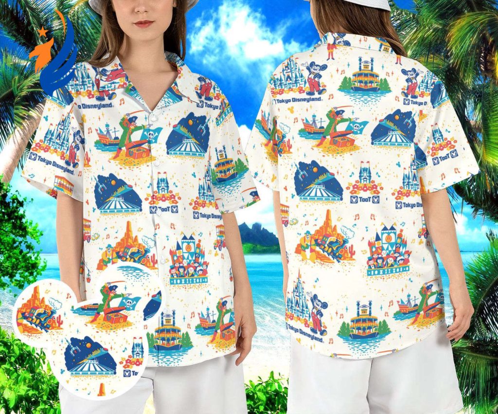 Disney Hawaiian Shirts: Tokyo & WDW Magic Kingdom Mickey Mouse Aloha & Castle Button Shirts Disney Hawaiian Shirts: Tokyo & WDW Magic Kingdom Mickey Mouse Aloha & Castle Button Shirts