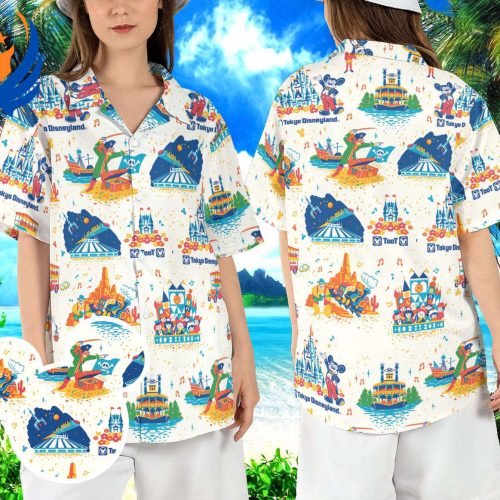 Disney Hawaiian Shirts: Tokyo & WDW Magic Kingdom Mickey Mouse Aloha & Castle Button Shirts