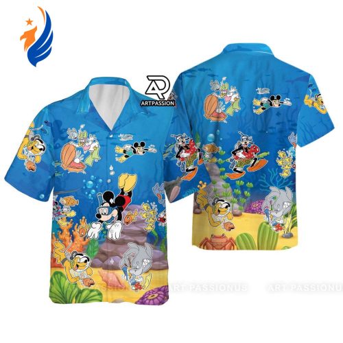 Tropical Mickey Mouse Surf Hawaiian Shirt - Mickey and Friends: Fun and Stylish Beachwear