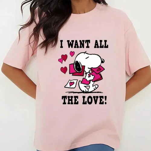 Valentine Day T Shirt, Peanuts Snoopy All The Love Valentine T-Shirt Valentine Day T Shirt, Peanuts Snoopy All The Love Valentine T-Shirt