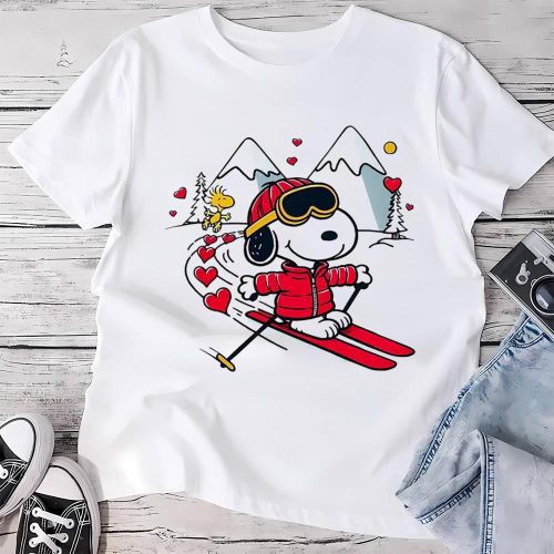 Valentine Day T Shirt, Snoopy And Woodstock Skiing Valentine Day Shirt Valentine Day T Shirt, Snoopy And Woodstock Skiing Valentine Day Shirt