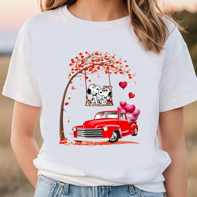 Valentine Day T Shirt, Snoopy Balloon Car Valentine T-shirt
