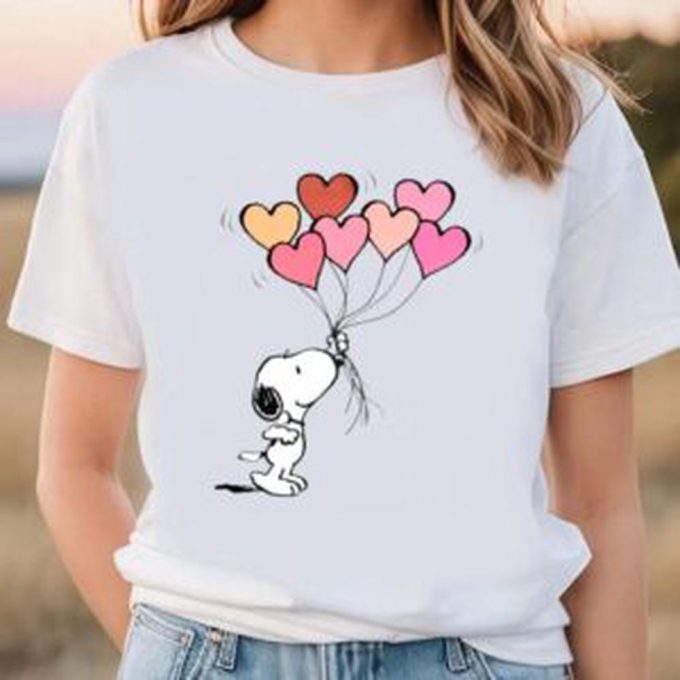 Valentine Day T Shirt, Snoopy Balloon Hearts Valentines Day Gift T Shirt