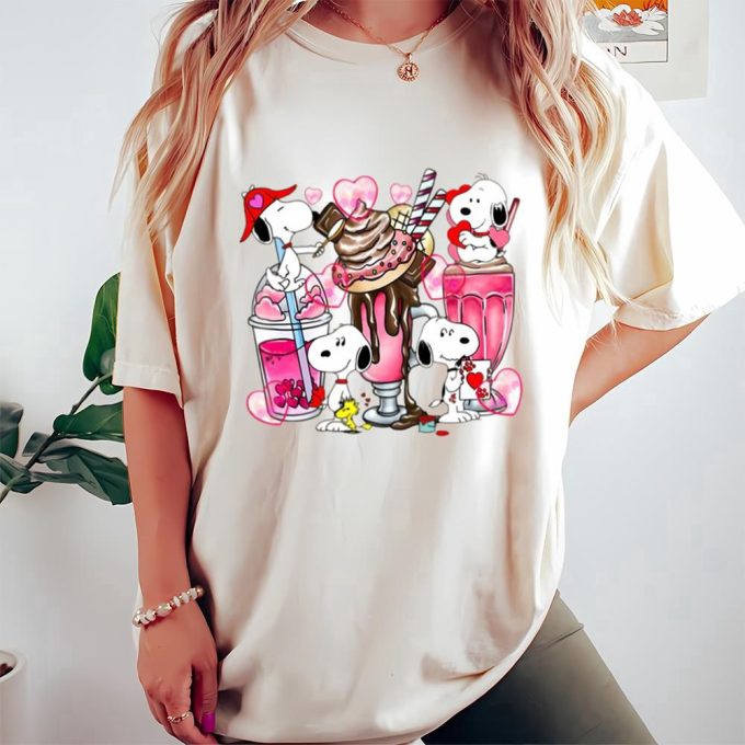 Valentine Day T Shirt, Snoopy Coffee Valentine Shirt, Drink And Food Valentine Shirt