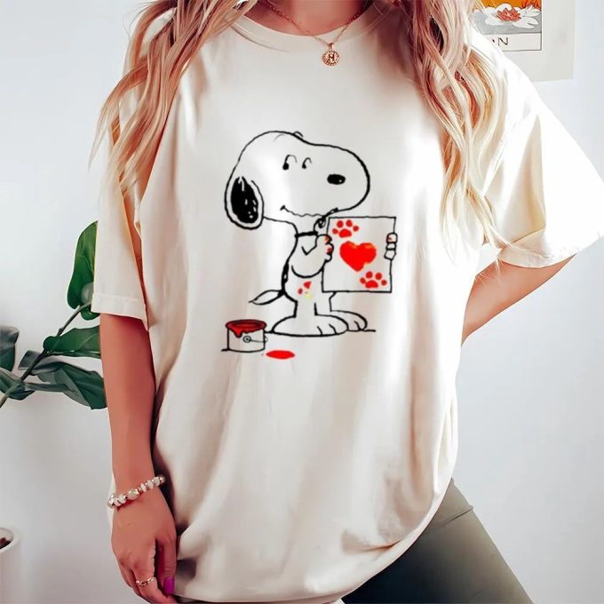 Valentine Day T Shirt, Snoopy Draw Love In Valentine Day Snoopy Valentine T-shirt