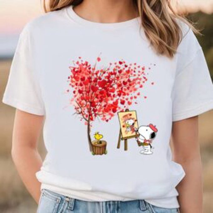 Valentine Day T Shirt, Snoopy Paint Valentine Tree T-shirt