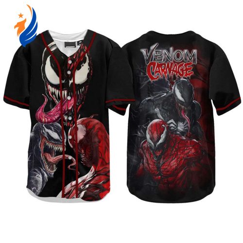 Get Your Venom Carnage Black and Red Baseball Jersey - Stylish Durable and Comfortable!