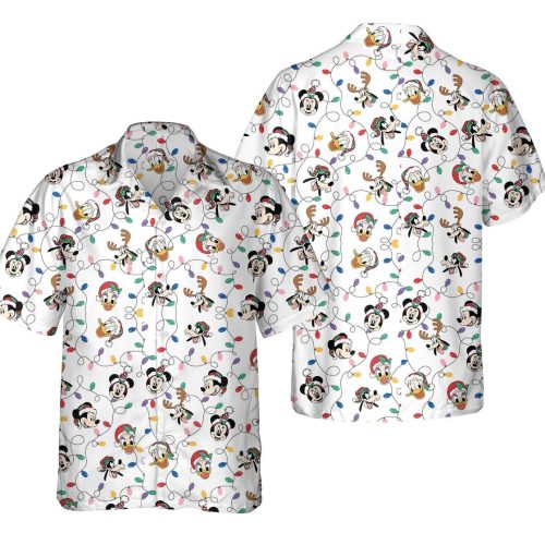 Vintage Mickey And Friends Christmas Light Hawaiian Shirt – Disney Merry Christmas Xmas Hawaii Party Shirt Perfect for Disneyland Holiday Trip