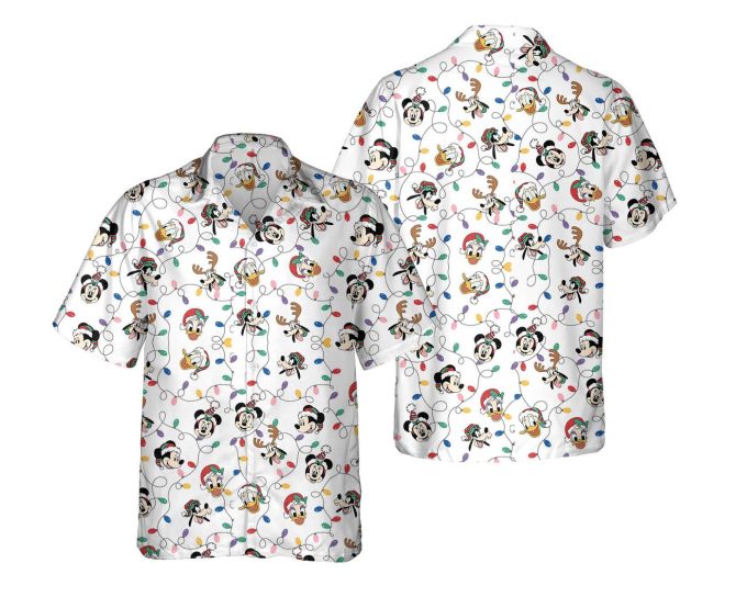 Vintage Mickey And Friends Christmas Light Hawaiian Shirt – Disney Merry Christmas Xmas Hawaii Party Shirt Perfect for Disneyland Holiday Trip