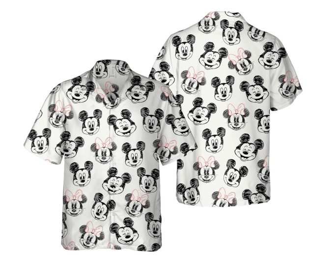 Vintage Mickey Minnie Mouse Hawaiian Shirt: Disney Couple Button Down for Disneyland Family Summer Trip to Magic Kingdom